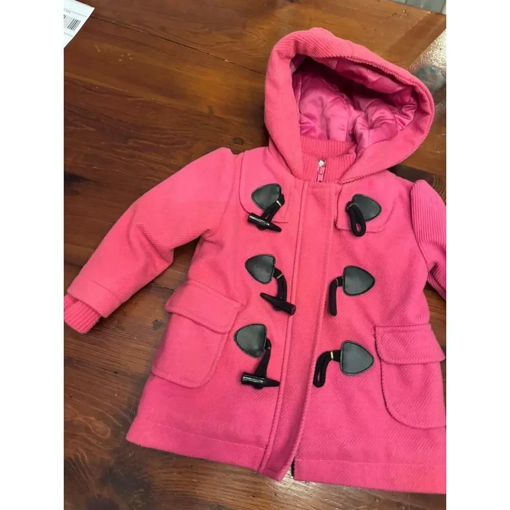 Hartstrings Baby Girls Woven Pea Coat Duffle Coat Toggle Closure Pink 12 Months